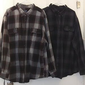Two Mens Flannel Shirts